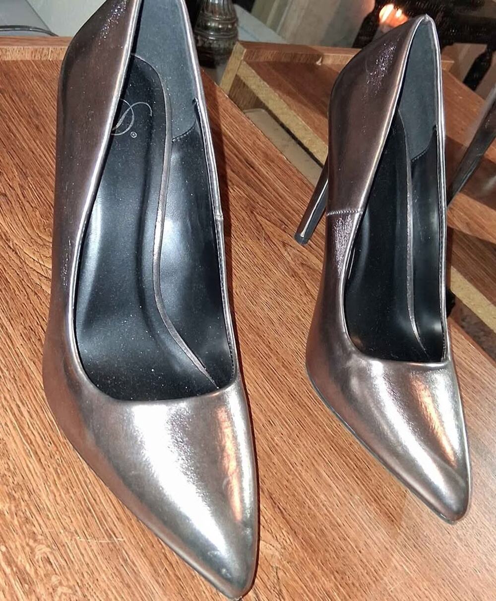 metallic silver stilettos (Size 10)